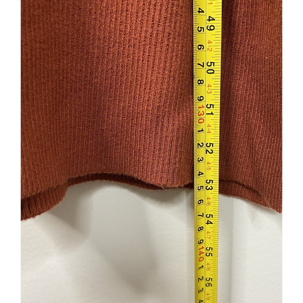 Marine Layer Lexi Ribbed Knit Long Sleeve Polo Midi Dress Women's XL Burnt Henna - Picture 11 of 16